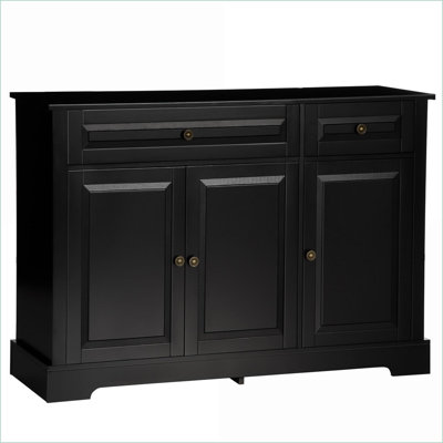 Buffets, armoire noire moderne avec 2 tiroirs Tablettes réglables | Cadre en panneau de fibres à densité moyenne | Conception anti-basculement