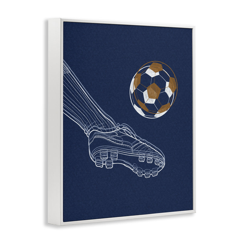 Giclée encadrée de lignes de soccer, conception de Marcus Prime, Encadrement giclée blanc côtier, H 20 po x l 16 po