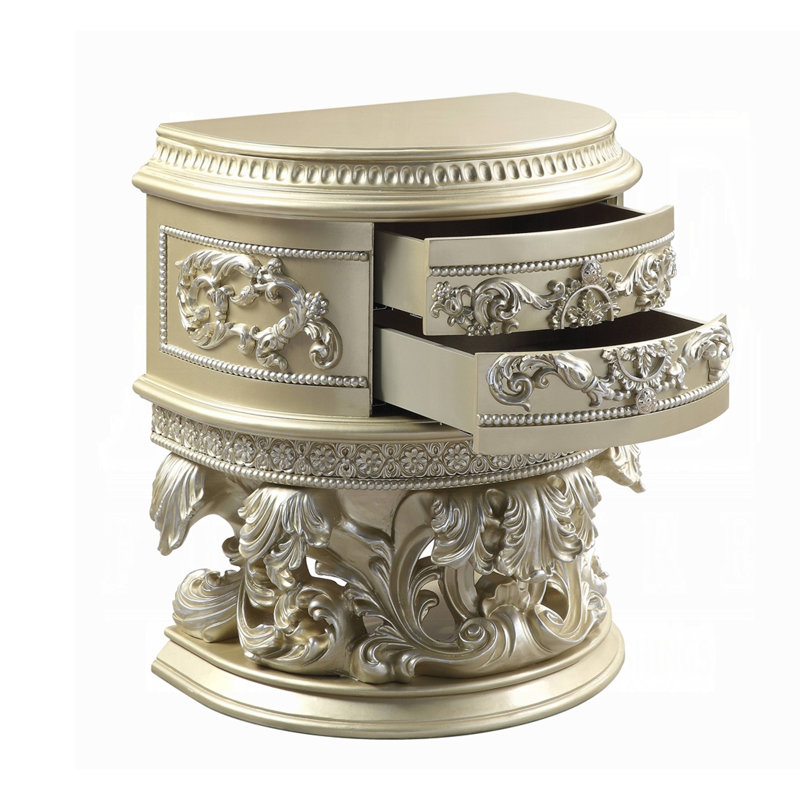 Ensemble de chambre à coucher pour lit très grand 2 pièces, design rembourré, argent, table de chevet