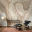Papier peint abstrait beige marbré-93707582