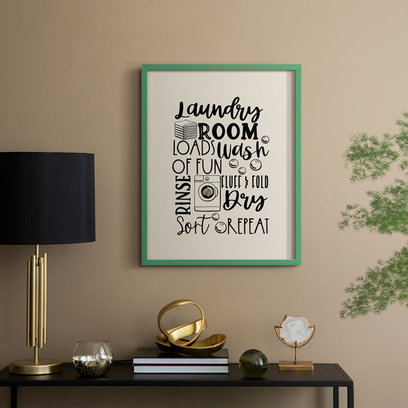Laundry Room Framed Print - Solid Wood, 30" H x 24" W, Green