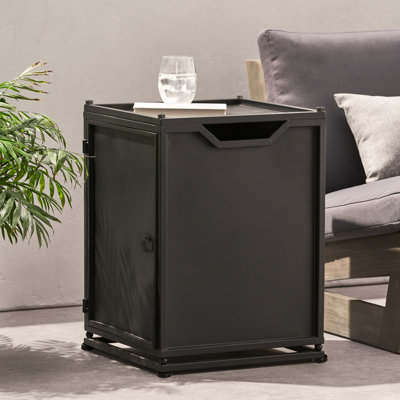 Outdoor Metal Tank Holder Side Table, Matte Black, Modern Design For Your Bedroom, Multi - Functional Accessory, Powder Coated Iron, 15.51 W, D, 22.29 H Black Holder, Table With And Structure,