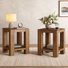 Table de chevet 19,7 po en bois massif avec espace de rangement à 2 niveaux (ensemble de 2)