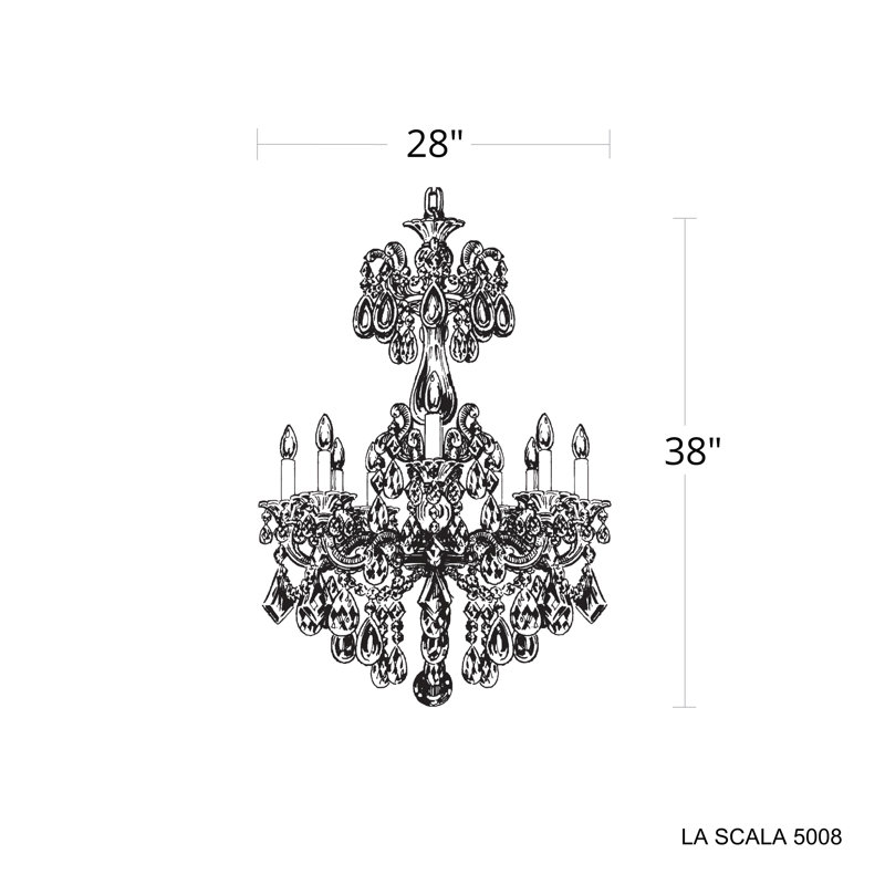 La Scala 10 - Light Chandelier, Etruscan Gold, Handcut Clear