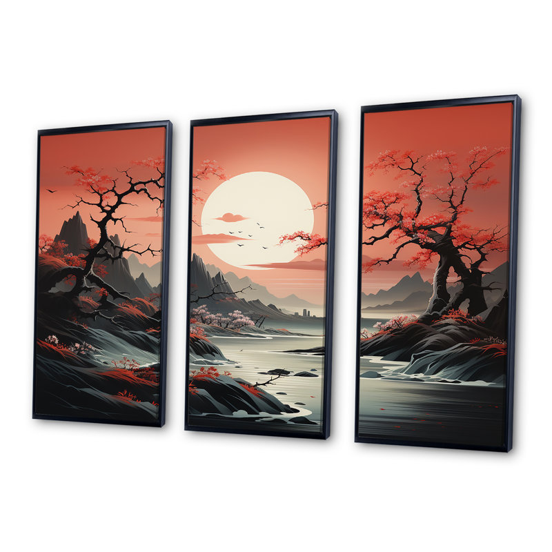 «China River Landscape Wonders - China Wall Art», H 28 po x l 36 po, Cadre flottant noir