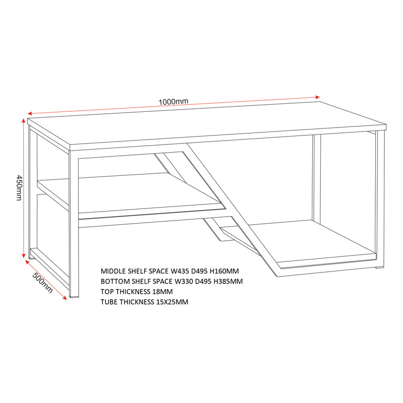 Rossmoyne Floor Shelf Coffee Table with Storage