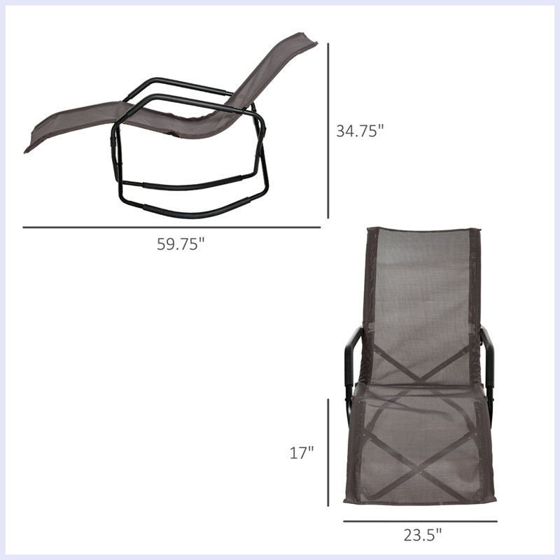 Chaise berçante d'extérieur en métal Hepp, Brun