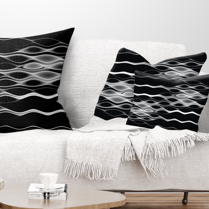 White Waves Fractal Pattern - Abstract Printed Pillow