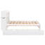 Lit plateforme double avec lit gigogne double, tablettes coulissantes et 2 tiroirs, structure en bois massif, blanc-1830917616