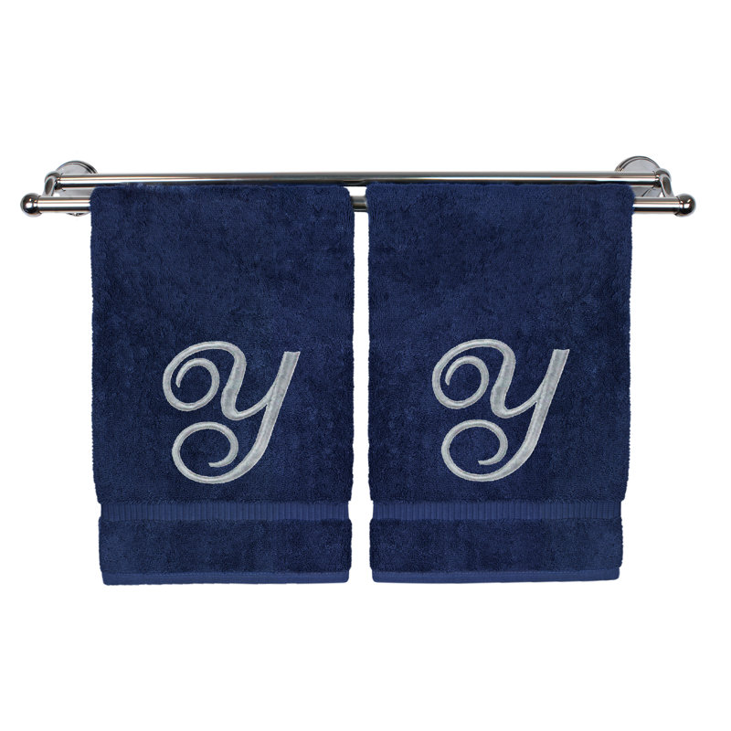 Super Plush Hand Towel, Navy/Silver, Y