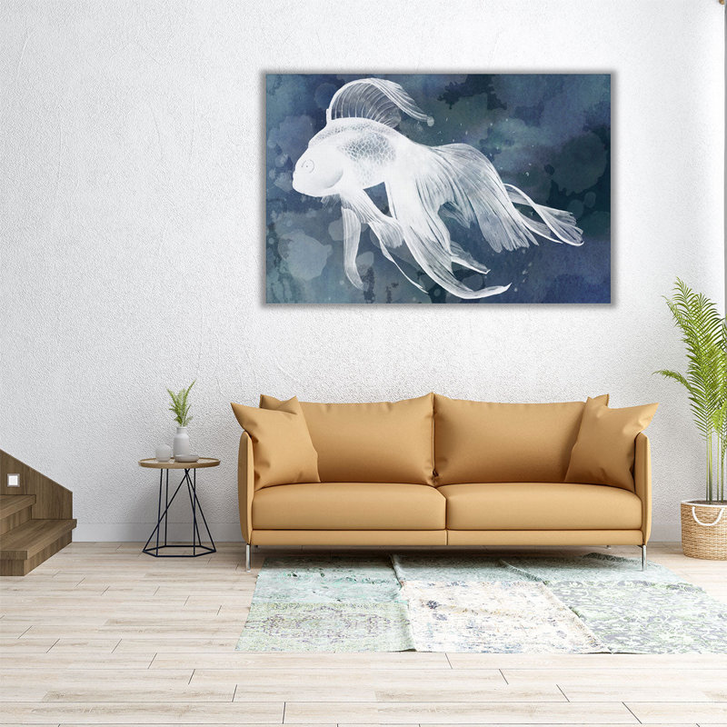 Indigo Fish I - reproduction d'art sur toile, H 20 po x l 30 po