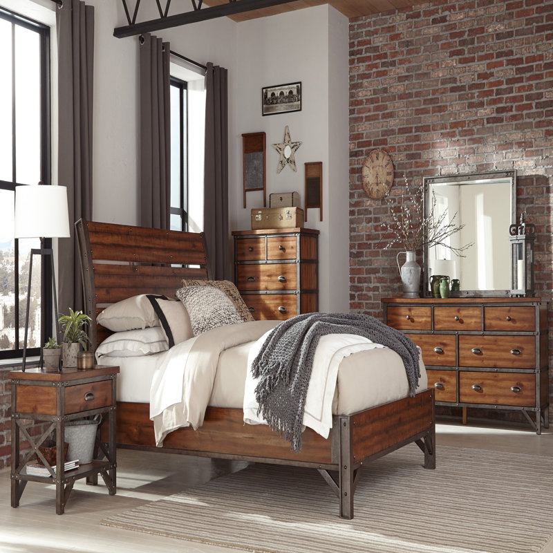 Commode de chambre à coucher avec 7 tiroirs de style industriel