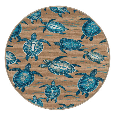 Washable Sea Turtle Migration Coastal Area Rug