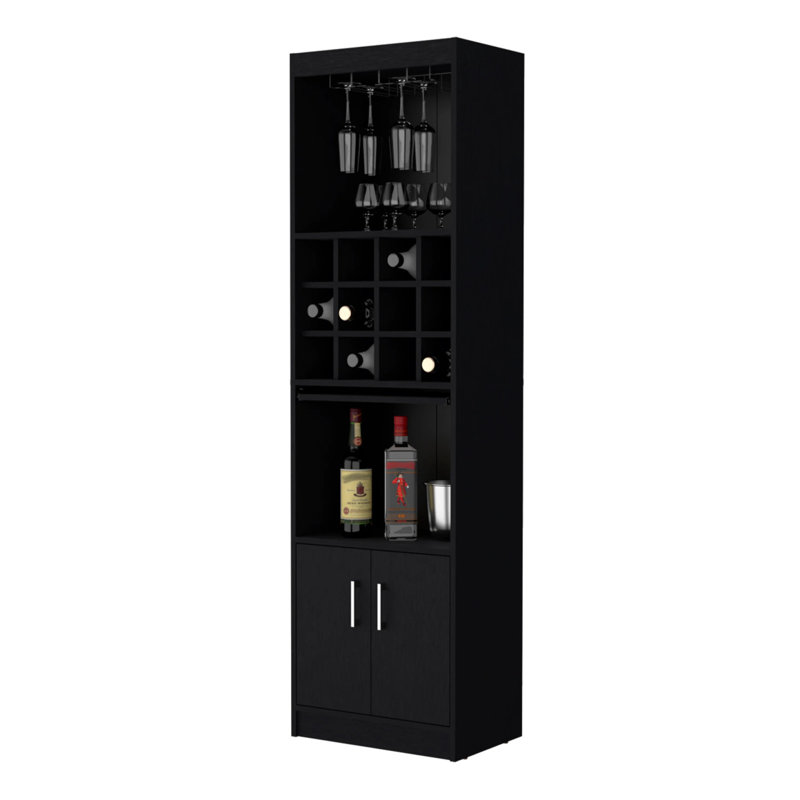 Bar avec rangement pour bouteilles de vin, Noir