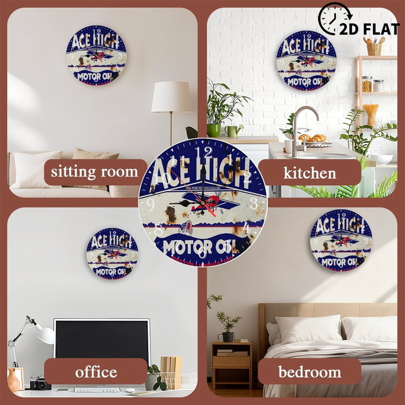 Horloge murale en bois 10 po, mouvement silencieux, à piles (piles AA non incluses), décor artistique, parfait pour les décorations