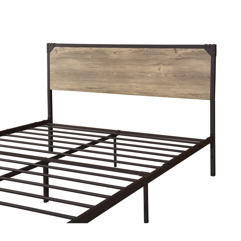 Seagroves Metal Platform Bed, California King, Light Gray Oak