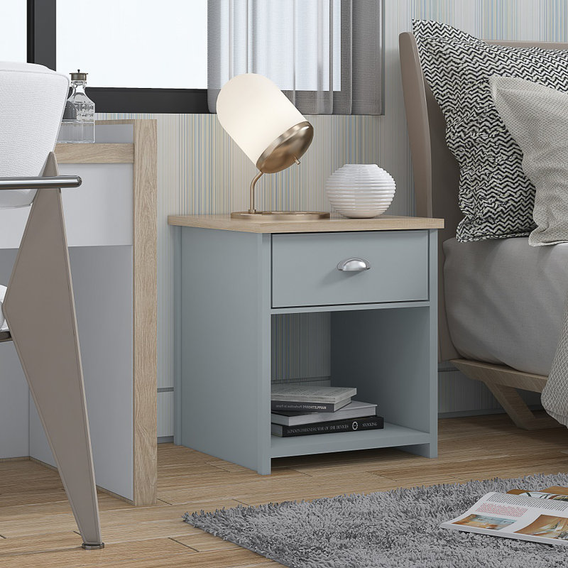 Zack Farmhouse 1 Drawer Bedside Cabinet