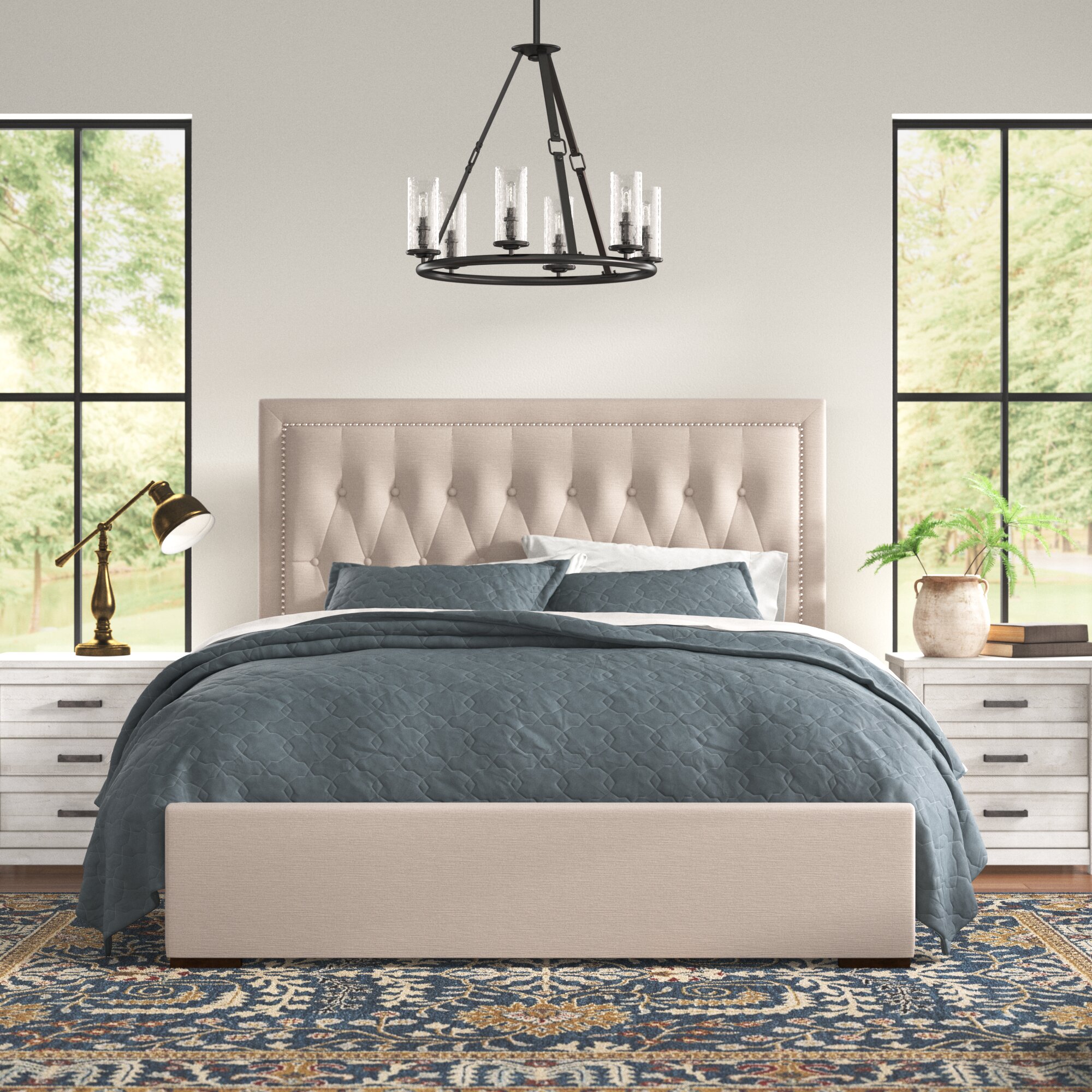 Tufted bed online with storage queen