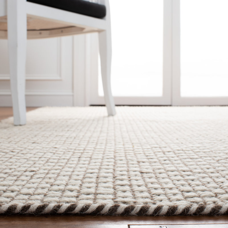 Ambriz Flat Weave Wool/Cotton Rug in Light Brown/Ivory, Rectangle 6' x 9'