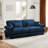 93.7" W Large Size Modern 2-Seater Cloud Sofa Velvet Upholstery Loveseat With Bolstered Armrests 2 Waist Pillows & 2 Throw Pillows-1713717428