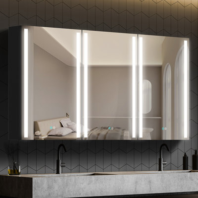 Cengiz 60 po x 30 po avec miroir lumineux pour armoire à pharmacie anti-buée