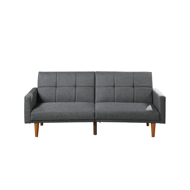 Canapé à accoudoirs carrés 80 po Kaimerry, Mélange de polyester bleu-gris