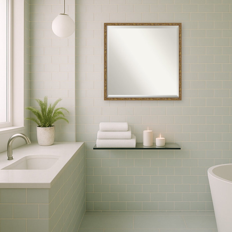 Miroir mural de salle de bain Pearce, L 21,25 po x H 21,25 po, Belvedere Bronze