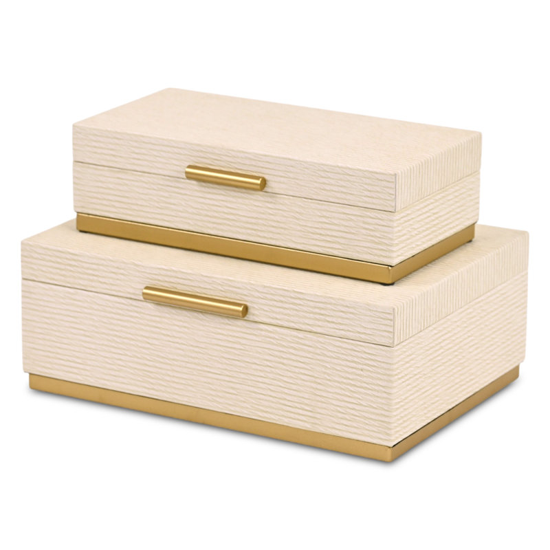 Ensemble de boîtes rectangulaires Kain, Crème, crème
