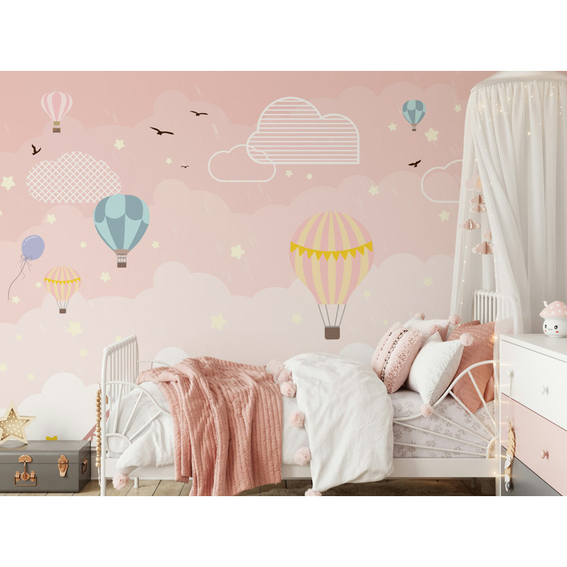 Papier peint amovible avec bulles et nuages, L 35 po x l 55 po