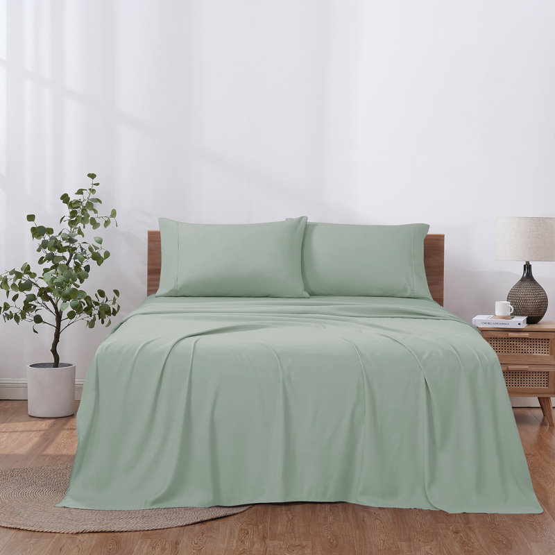 Ensemble de draps en microfibre 4 pièces Modern, California King Sheet Set with 2 Pillowcases, Bleu-vert
