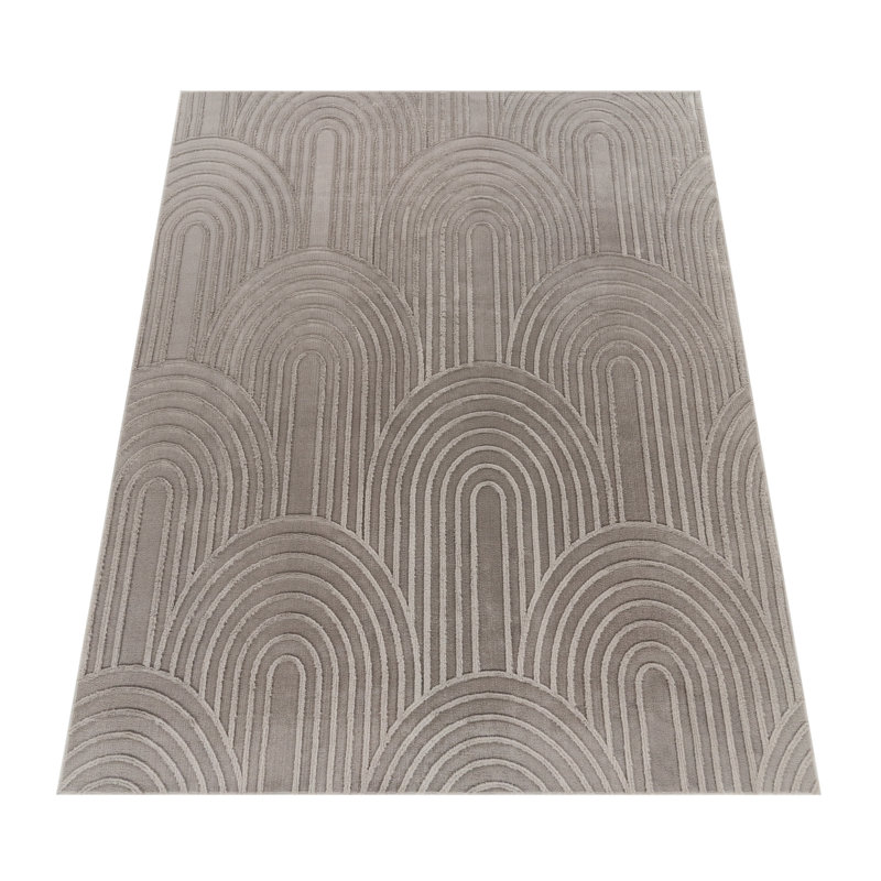Lynell Rectangle Geometric Dhurrie, Brown, Rectangular 240cm x 340cm