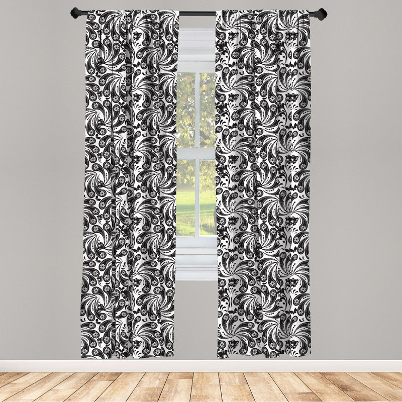 Floral Semi-Sheer Rod Pocket Curtain Panels, 28" x 63"