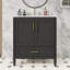 Meuble-lavabo autoportant élégant avec lavabo en céramique, rangement à fermeture en douceur et porte à double couche-130842569