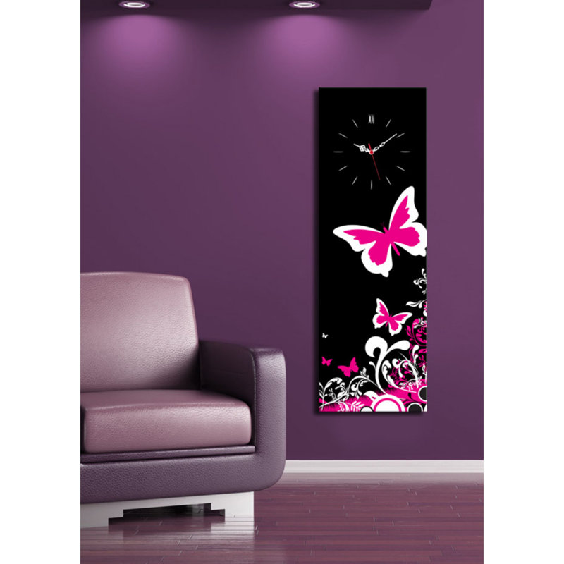 Horloge murale élégante en toile 11,8 po x 35,4 po | Toile 100% suède avec cadre 100% bois (épaisseur: 1,2 po) | Décoration élégante pour le salon, la chambre à coucher et le bureau, design intemporel