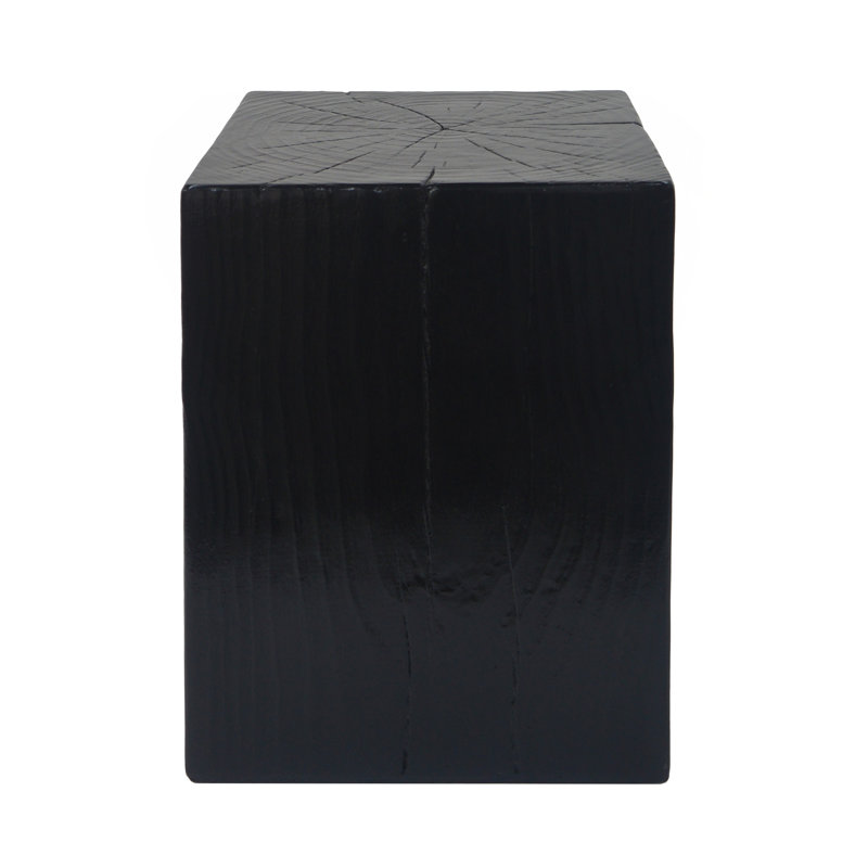 Wood-Look Square-Column MGO End Table, Black