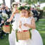2 pièces de mariage panier de fleurs perle ruban tissé à la main panier panier de pique-nique