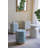 Modern Hexagonal Accent Table with Geometric Capiz Inlay and Metallic Base