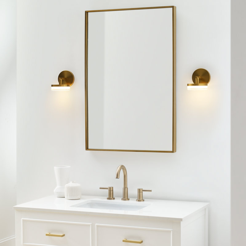Sean Lavin Khan Bathroom Bedroom Wall Fixture With Silk Screen White Inside Clear Outside Shade, Burnished Brass, 1 Light