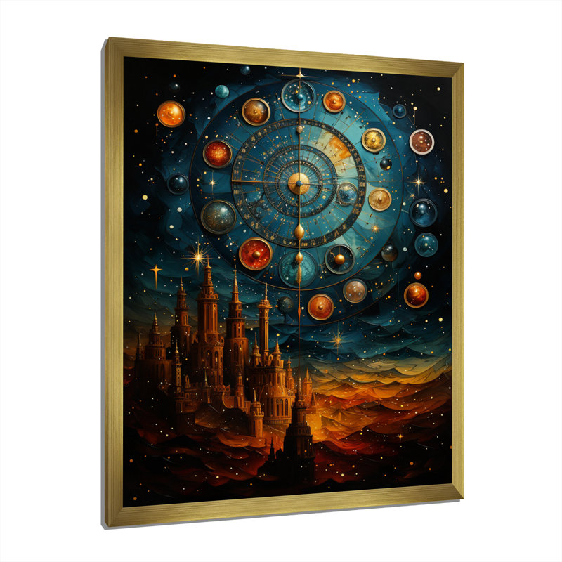 Astrologie astrologique, impression sur toile, Encadrement doré, H 20 po x l 12 po x P 1 po
