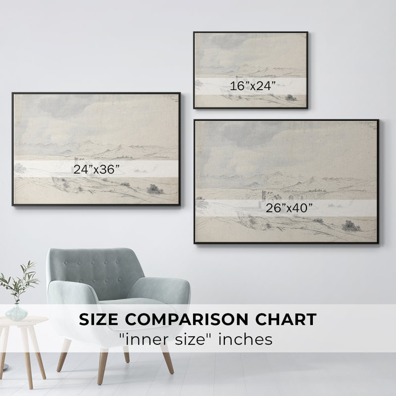 Vintage Sketch-XXVII Framed Gallery Wrapped Canvas, Noir, H 27 po x l 41 po