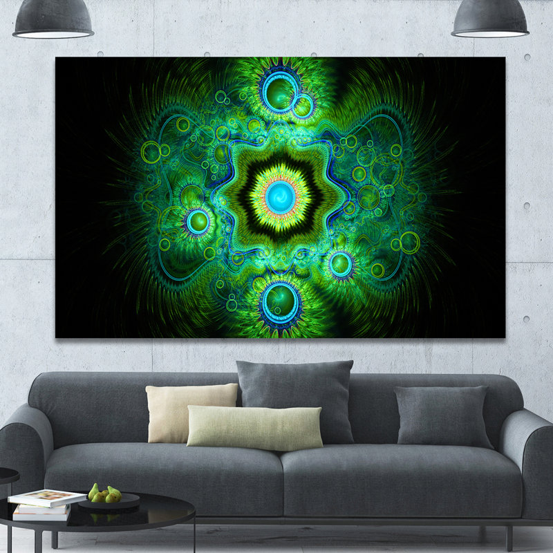 « cabalistic brillante green texture », impression sur toile tendue, H 20 po x l 40 po x P 1po
