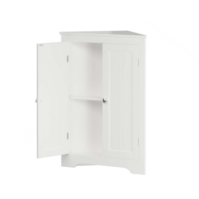 Freestanding Corner Cabinet With Adjustable Shelves And Doors For Bathroom Kitchen Living Room Bedroom Storage