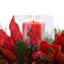Holiday Candleholder Arrangement with Evergreens and Pinecones
