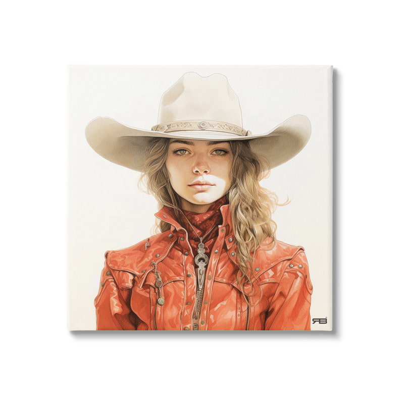 Western Cowgirl Portrait par RB, H 30 po x l 30 po x P 1,5 po