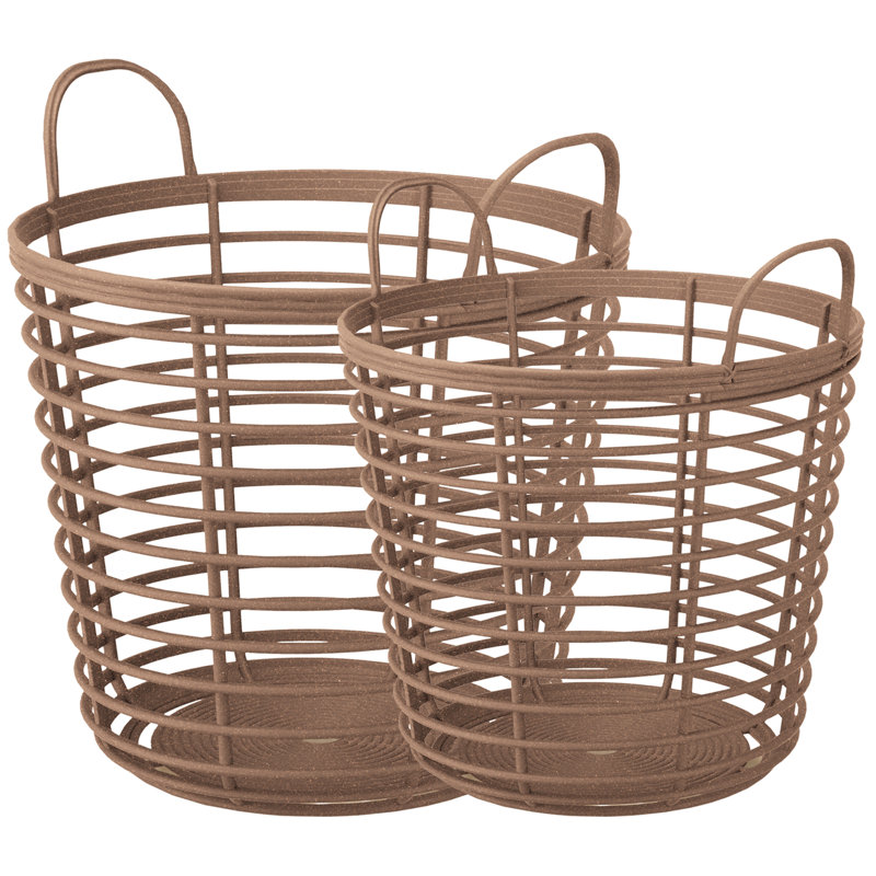  Paniers de rangement Oaka, Bois naturel
