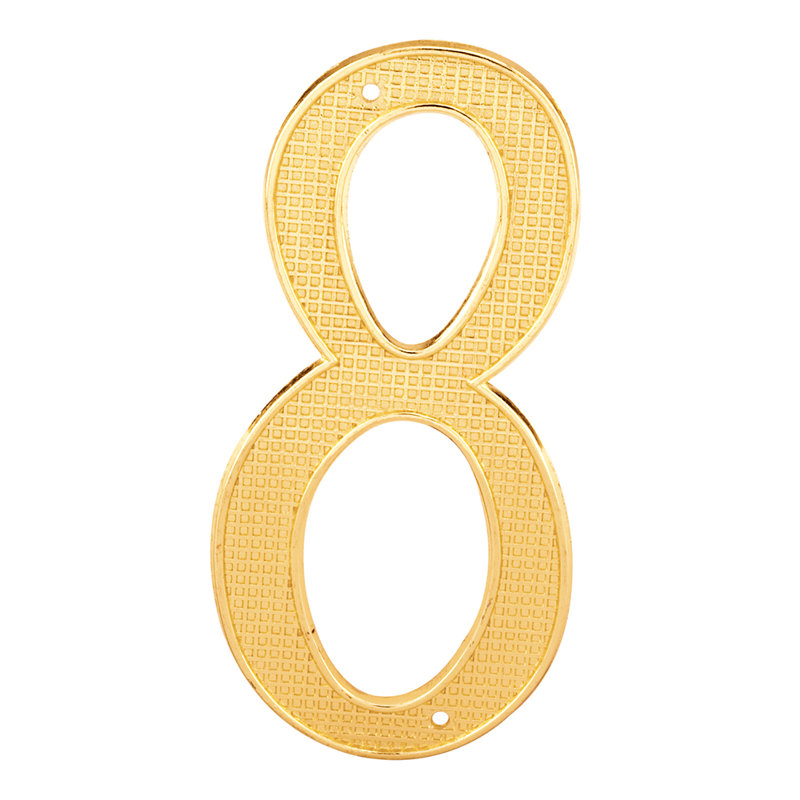 Numéro de maison de 4 po Prime-Line, moulé sous pression, finition laiton, 8