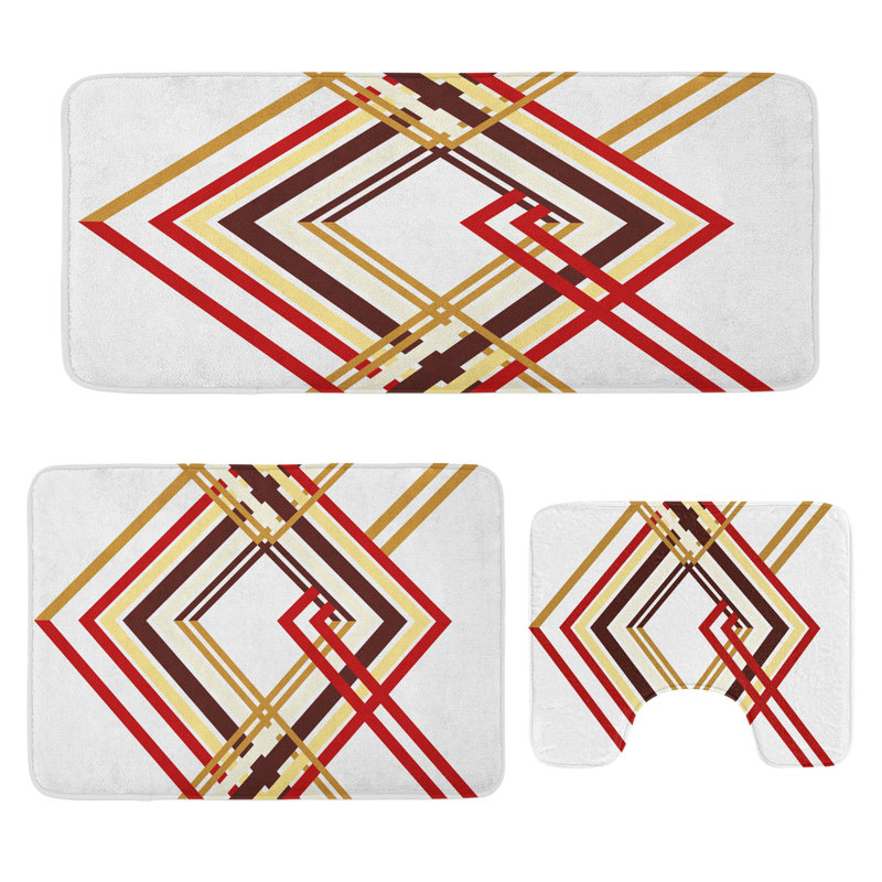  Modern Bathroom Rug Set 3 Pieces U-Shape & Rectangle Mats Caramel Brown