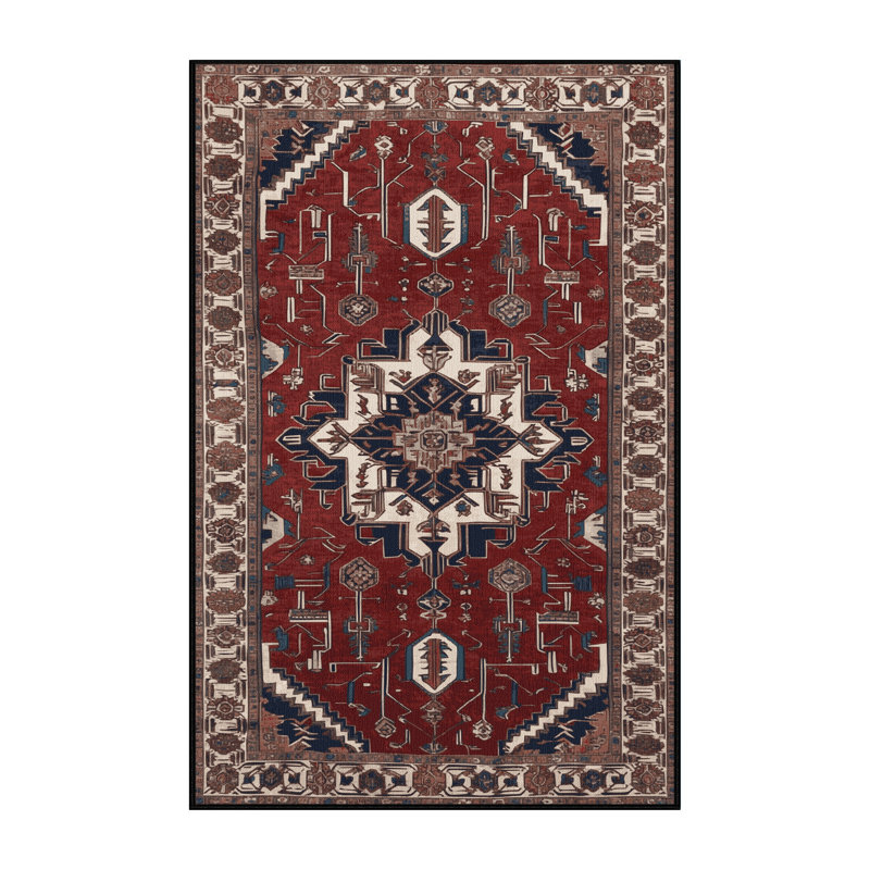 Tapis persan noir lavable à la machine, Rectangle 6 pi x 9 pi