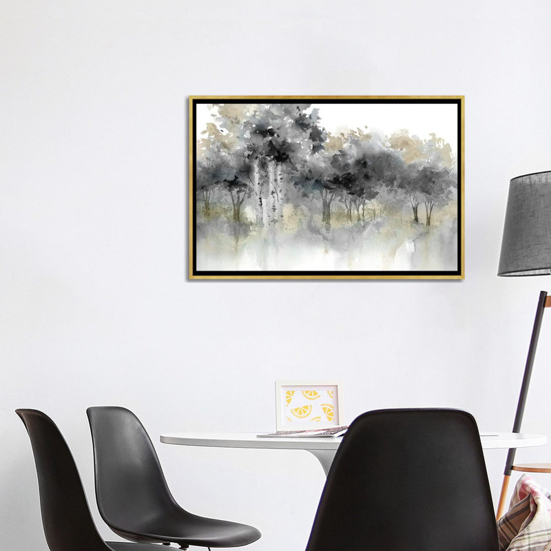 Water's Edge I - Noir et or 6 pièces, Toile tendue, H 18 po x l 26 po