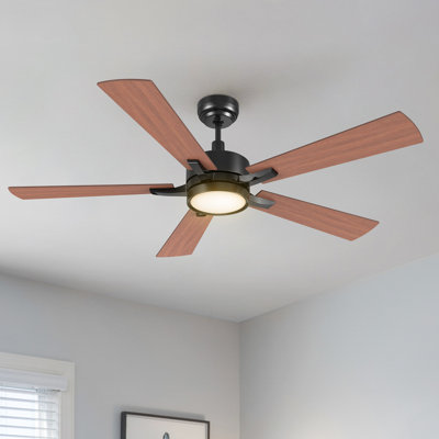 Ventilateur de plafond intelligent à 5 pales DEL avec lumière, ventilateur de salon, moteur à courant continu silencieux